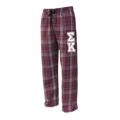 Greek Flannel Pants, Printed Varsity Letters - FLNP - CAD