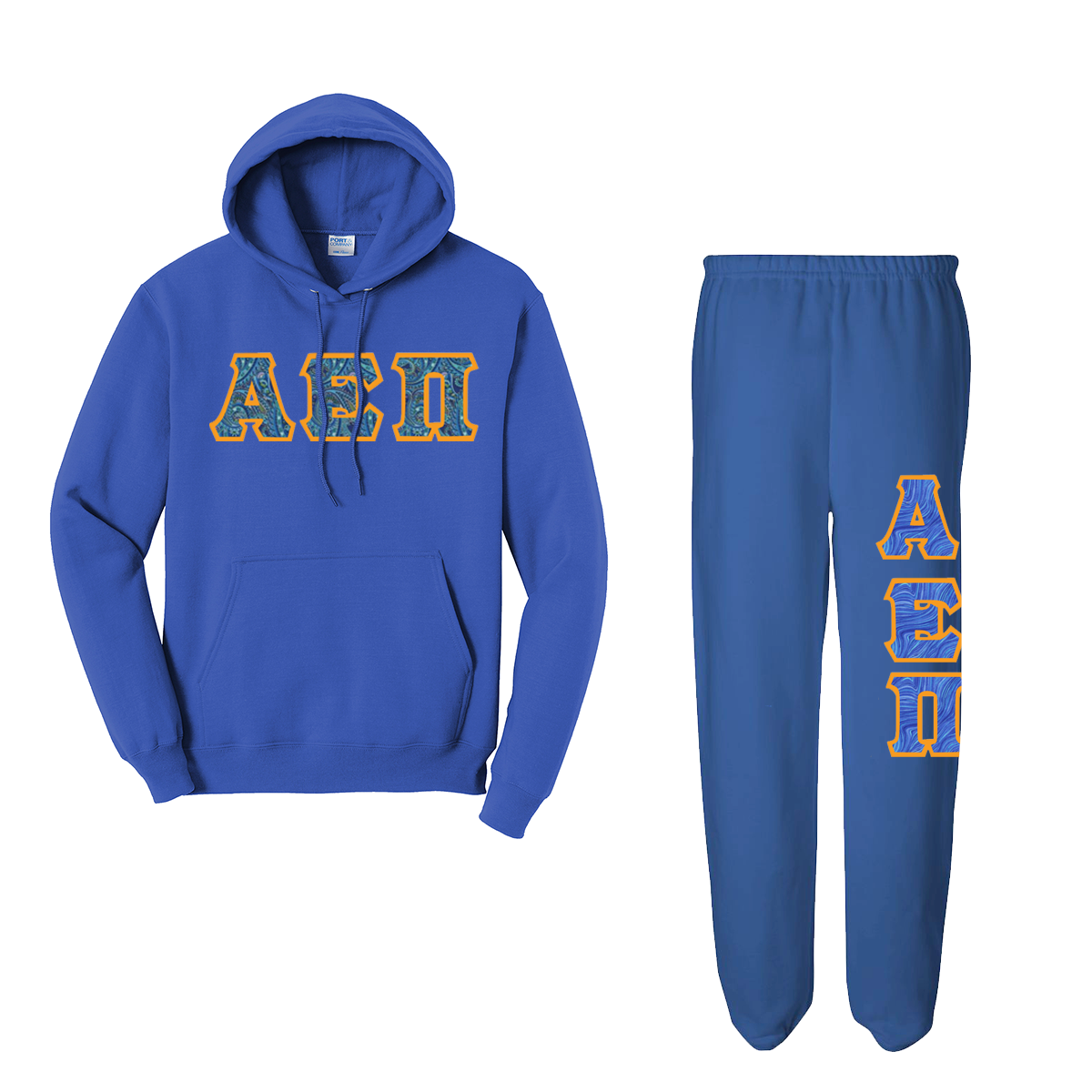 Greek Letter Fleece Pullover Hoodie & Sweatpants, Package Deal - TWILL