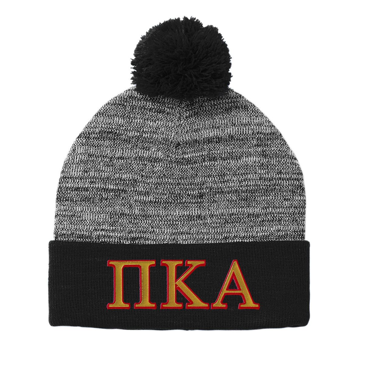 Fraternity Heather Pom-Pom Beanie, 2-Color Greek Letters