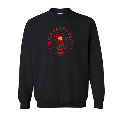 Custom Sorority Crewneck with Happy Flower Tin
