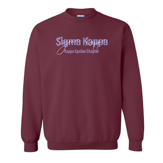 Sorority Crewneck Sweatshirt, Chapter Script Overlay Design