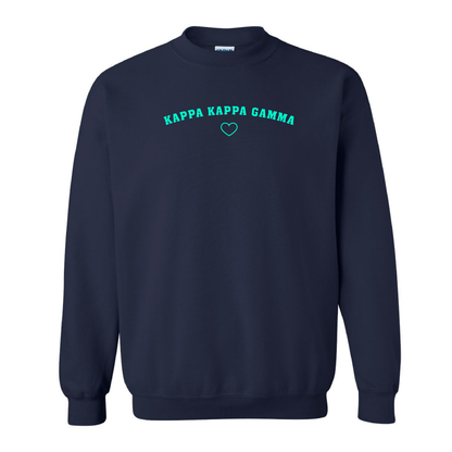 Custom Sorority Crewneck with Minimalist Glow In the Dark Heart