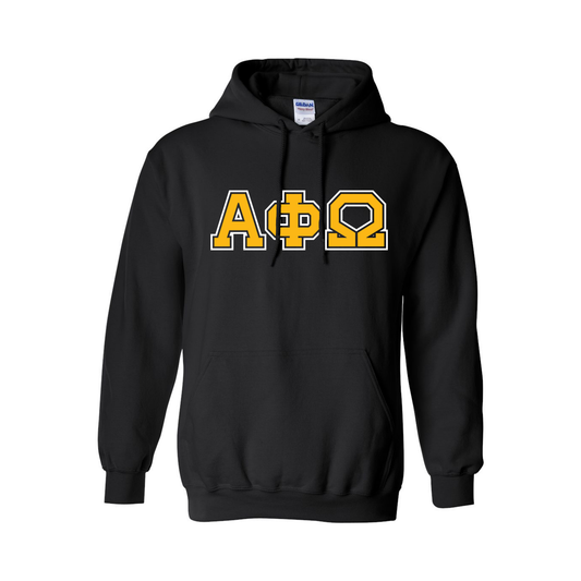 Greek Hooded Sweatshirt, Printed Two Tone Varsity Letters
