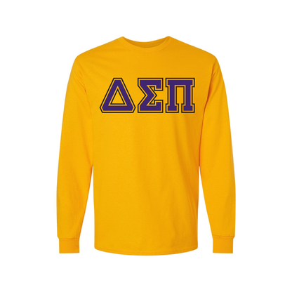 Greek Long-Sleeve Shirt, Printed Two Tone Varsity Letters