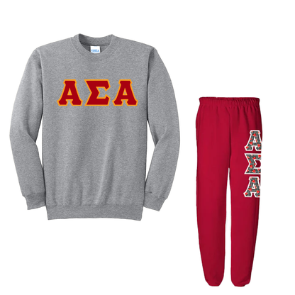 Sorority Letter Heavyweight Sweatshirt & Sweatpants, Package Deal - TWILL
