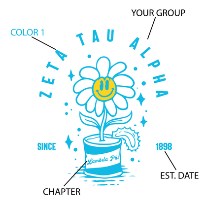 Custom Sorority Tee with Happy Tin Flower