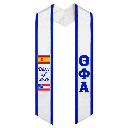 Greek Multi-Color Printed Graduation Stole with Nationality Flags