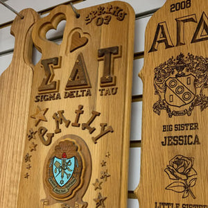 Personalized greek life paddles for sigma delta tau and alpha gamma delta
