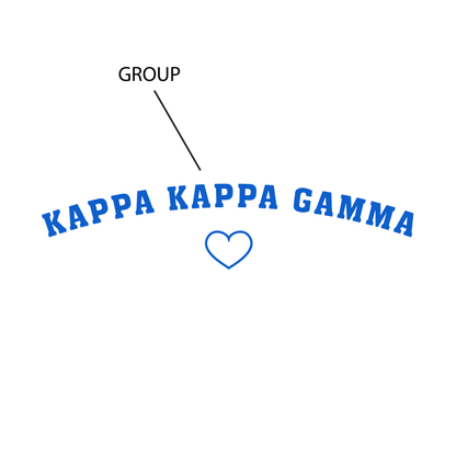 Custom Sorority T-Shirt with Arched Glow in the Dark Printed Heart