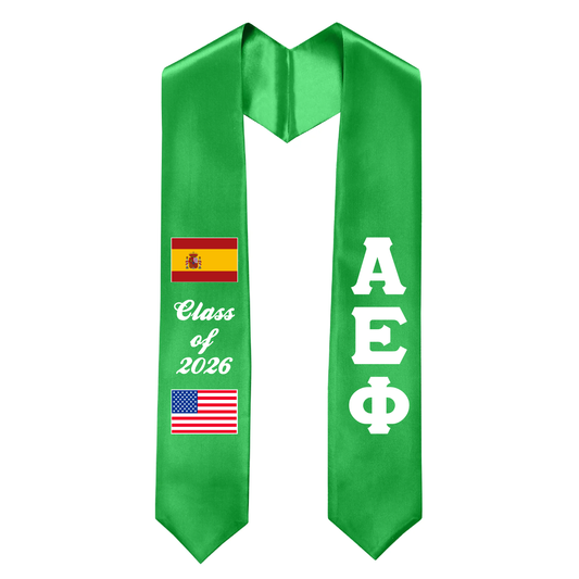 Greek Printed Graduation Stole with Nationality Flags