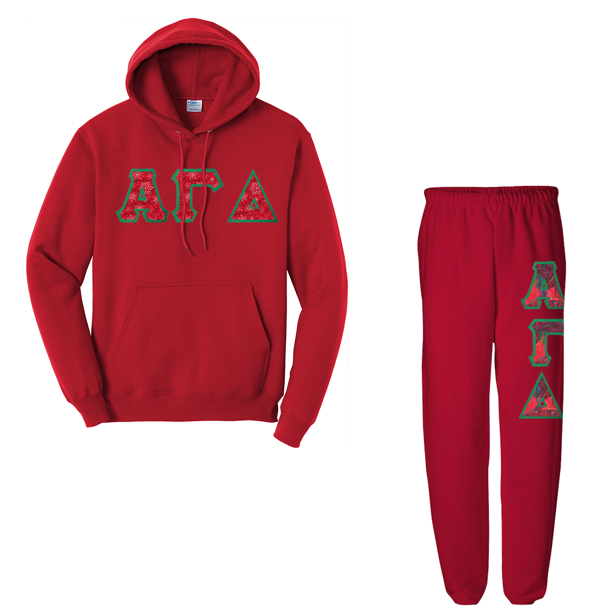 Greek Letter Fleece Pullover Hoodie & Sweatpants, Package Deal - TWILL