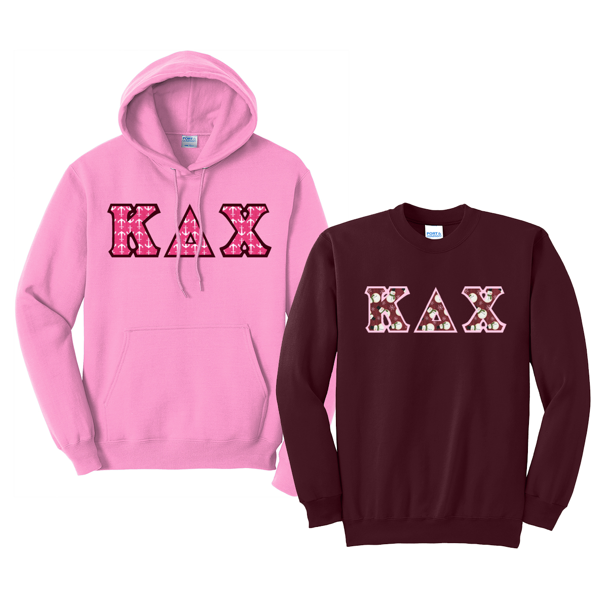 Greek Letter Fleece Pullover Hoodie & Crewneck Sweatshirt, Port & Company, Package Deal - TWILL