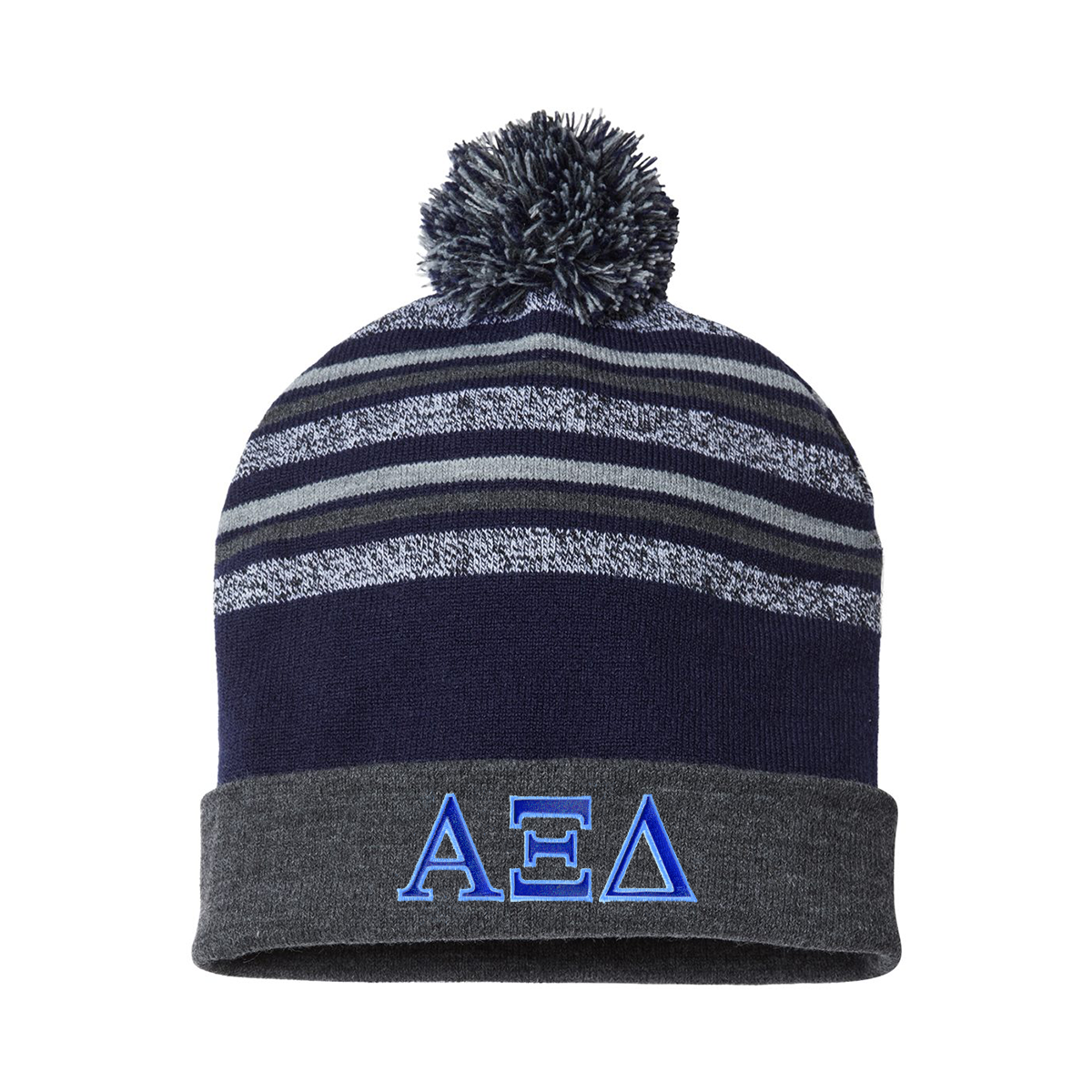 Sorority Striped Beanie, 2-Color Greek Letters