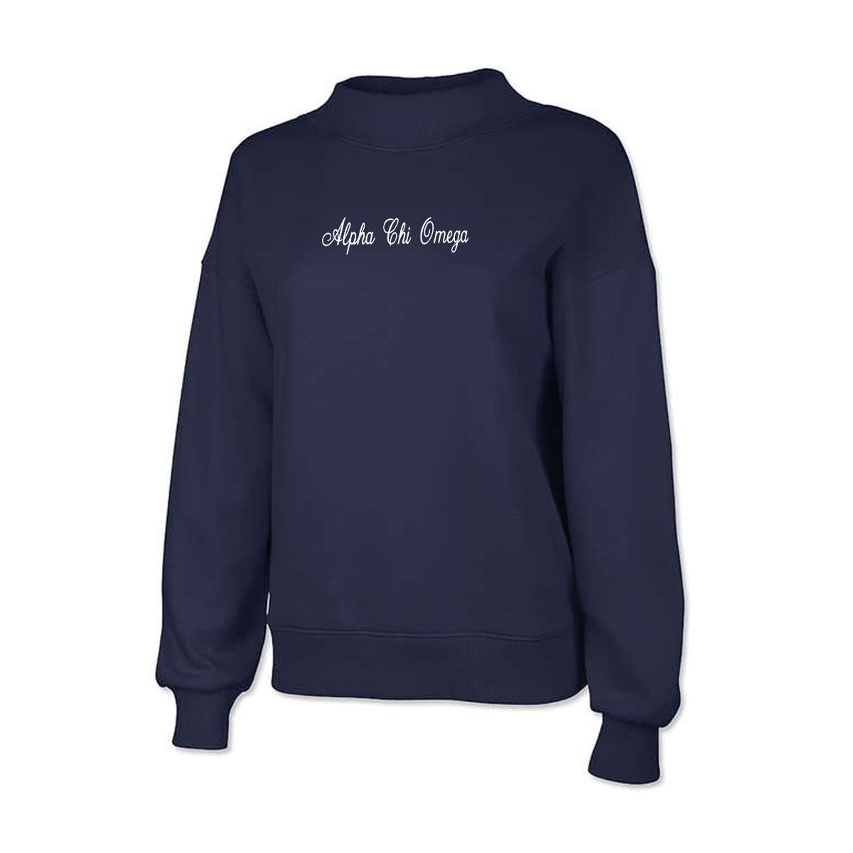 Sorority Mock-Neck Sweatshirt, Script Embroidered Design