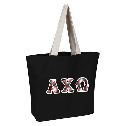 Sorority Heavy Colored Beach Bag With Sewn On Letters