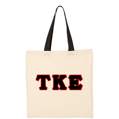 Fraternity Color Handle Tote Bag with Sewn On letters