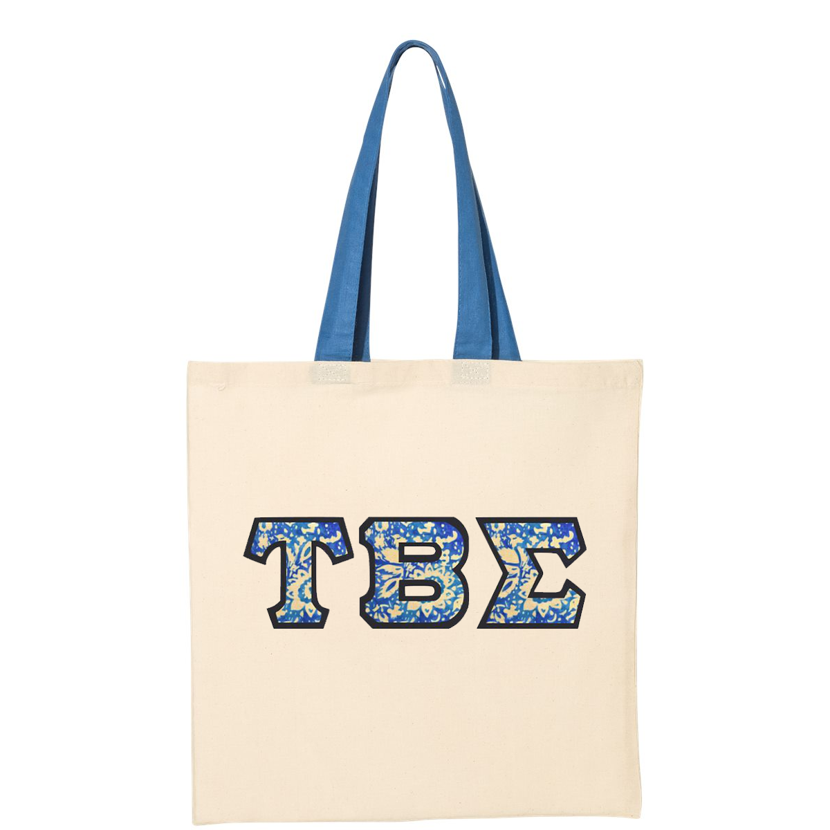 Greek Color Handle Tote Bag with Sewn On letters