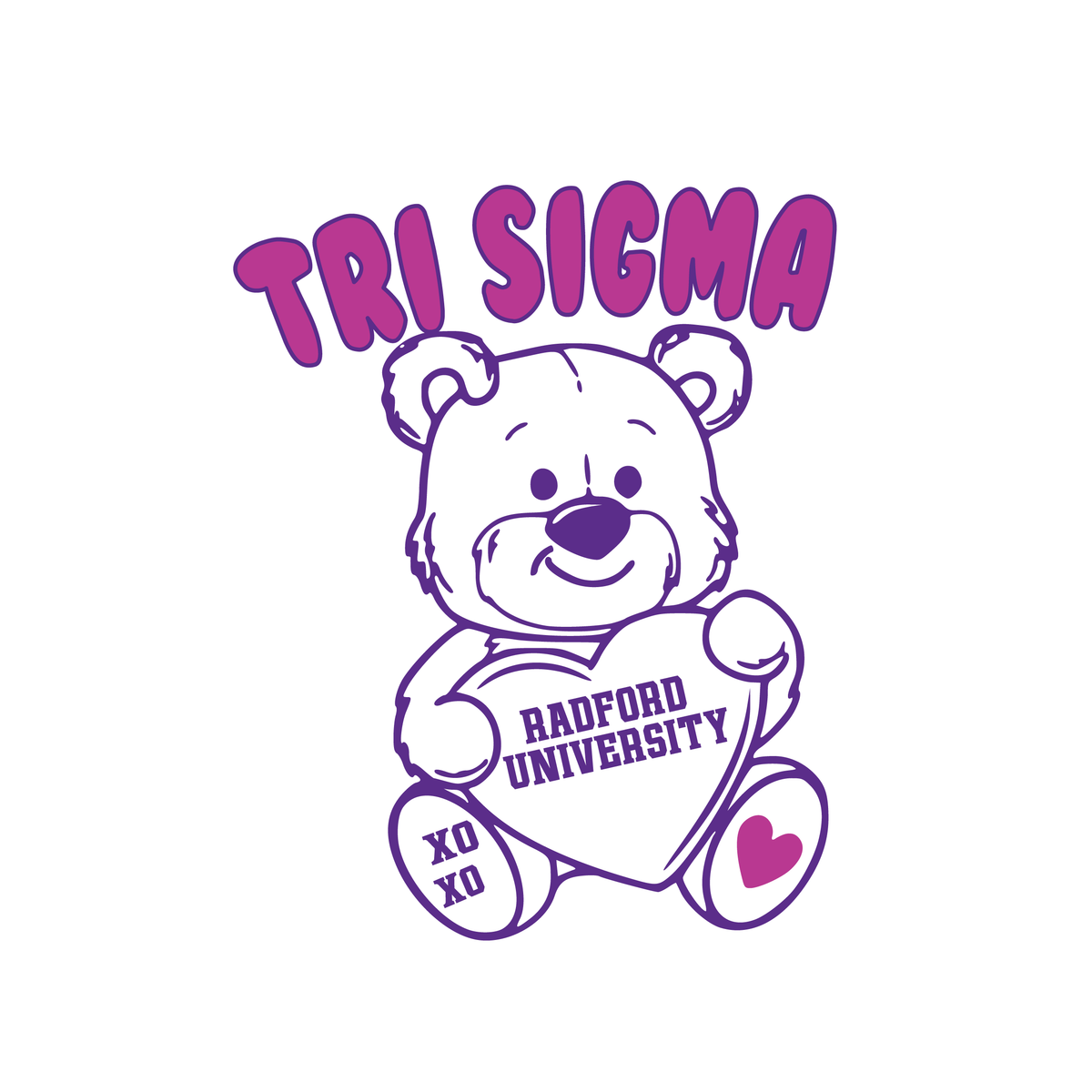 Custom Sorority Tee with XO XO Sweetheart Bear