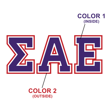 Greek Crewneck Sweatshirt, Printed Two Tone Varsity Letters