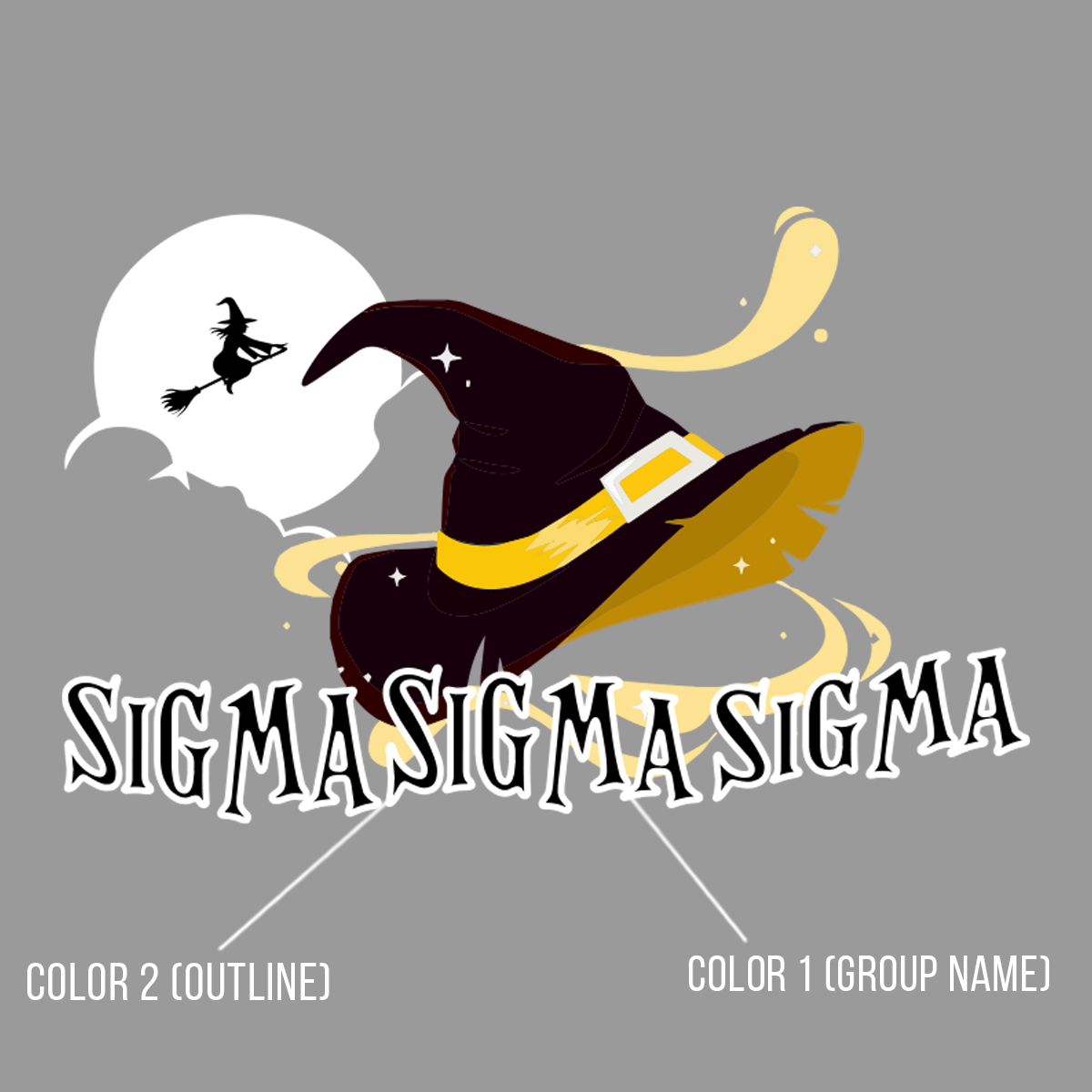 Sorority Cotton T-Shirt, Witch Hat Design