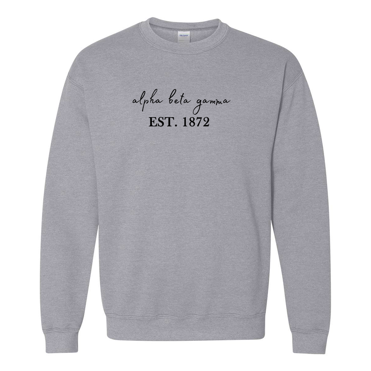 Greek Cotton Grey Crewneck, Script Established Design