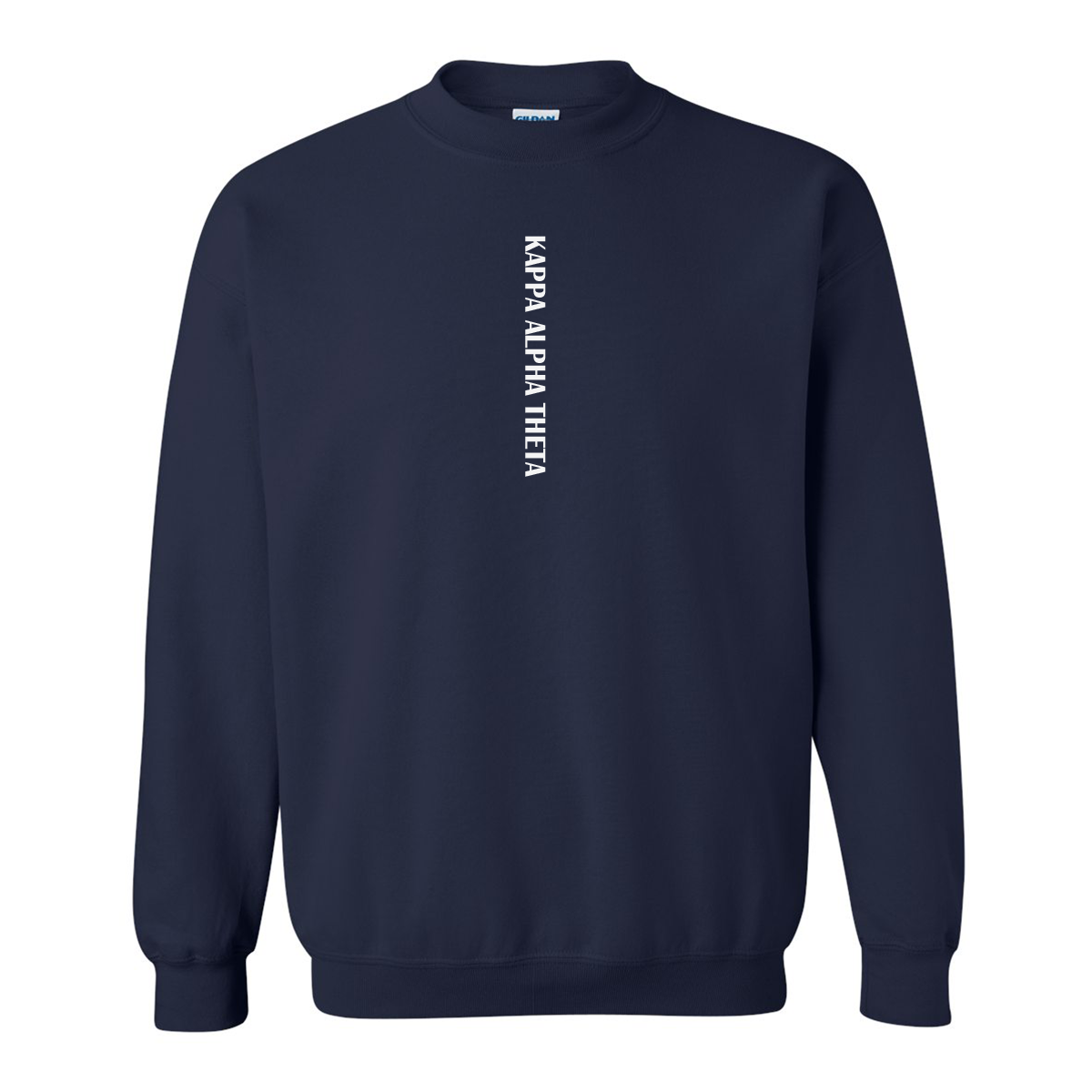 Greek Cotton Navy Crewneck Sweatshirt, Vertical Design