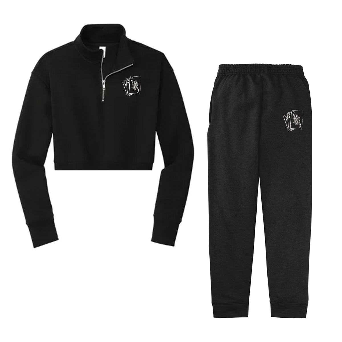 Sorority Card Design Crop Half Zip and Sweatpants Package Deal