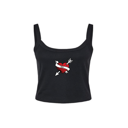 Sorority Crop Spaghetti Tank Arrow Heart Design