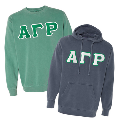 Greek Letter Garment-Dyed Hoodie and Crewneck Sweatshirt, Package Deal - TWILL