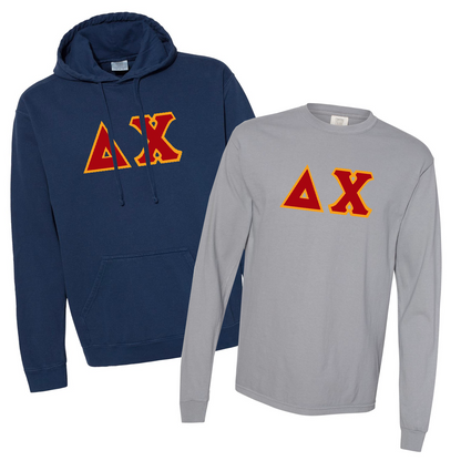 Fraternity Letter Garment-Dyed Hoodie and Long Sleeve, Package Deal - TWILL