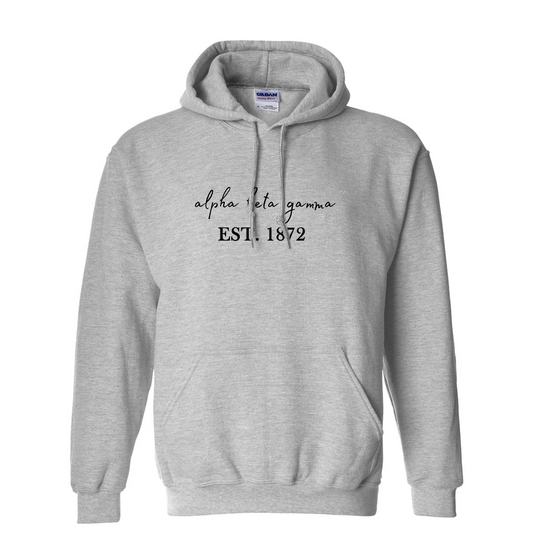Greek Cotton Grey Hoodie, Script Established Design