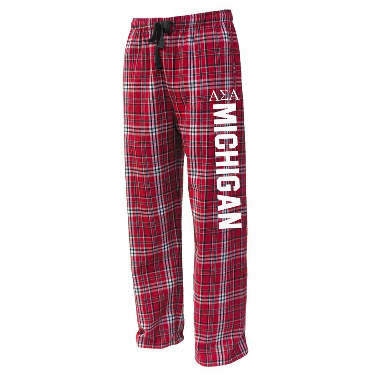Greek Flannel Pants, Printed Greek Letters and School - FLNP - CAD