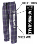 Greek Flannel Pants, Printed Greek Letters and School - FLNP - CAD