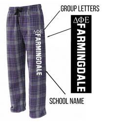 Sorority & Fraternity Greek Letter & School Flannel Pants