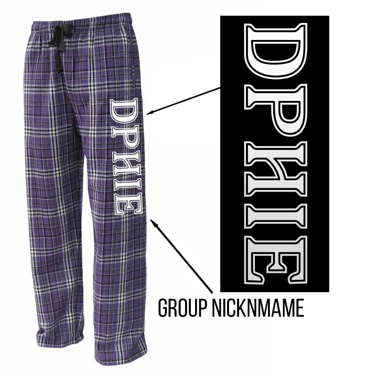 Greek Flannel Pants, Printed Nickname - FLNP - CAD