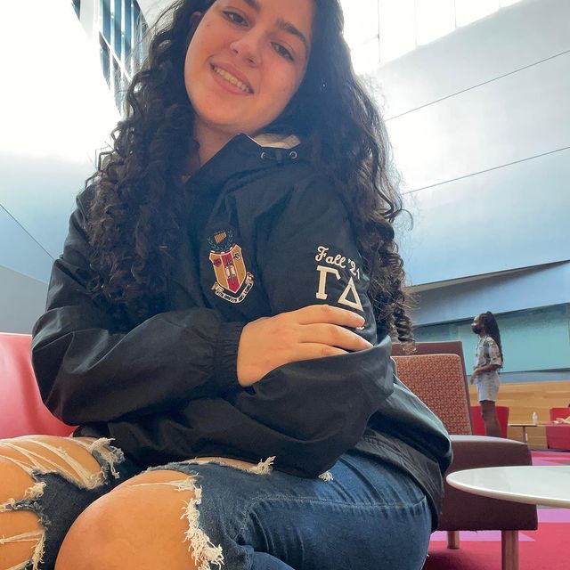 Customized Sorority Jackets worn by one of our shoppers