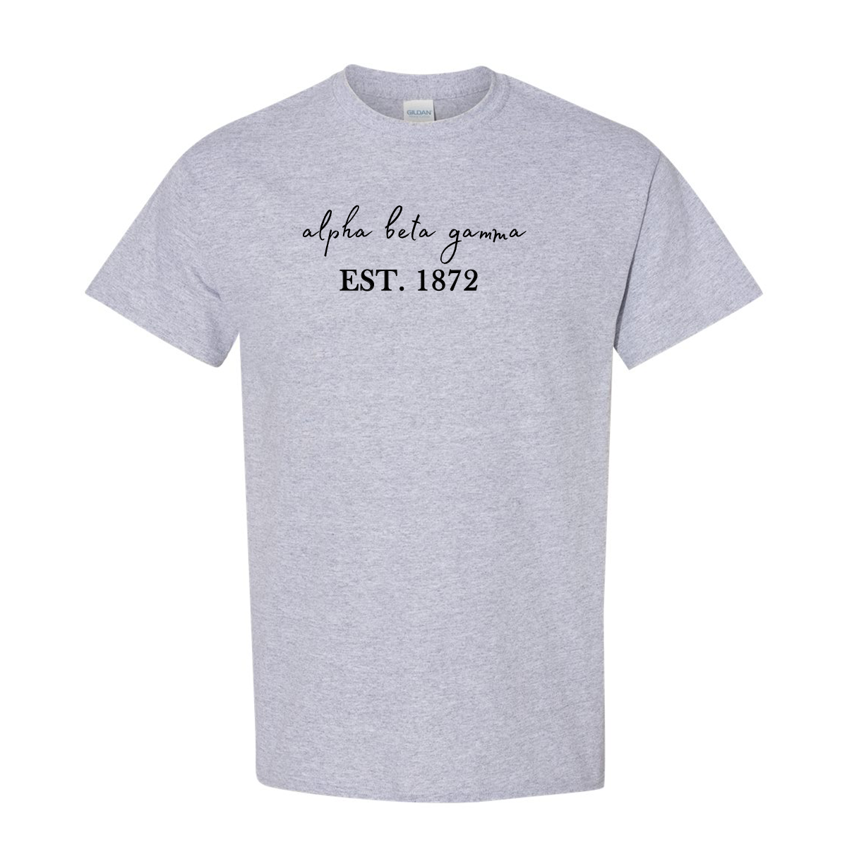 Greek Cotton Grey T-Shirt, Script Established Date Design