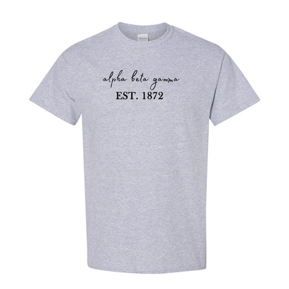 Greek Cotton Grey T-Shirt, Script Established Date Design