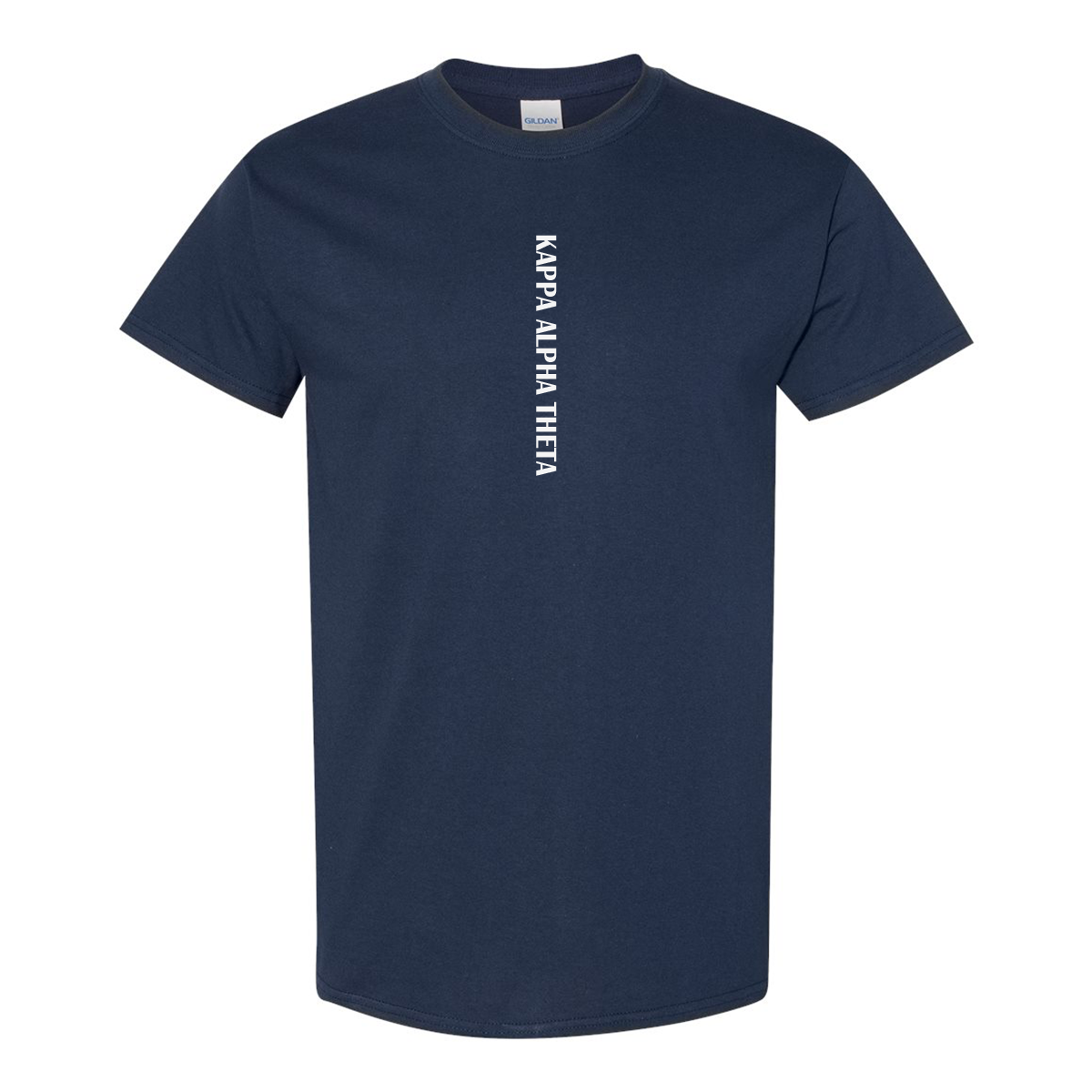 Greek Cotton Navy T-Shirt, Vertical Design