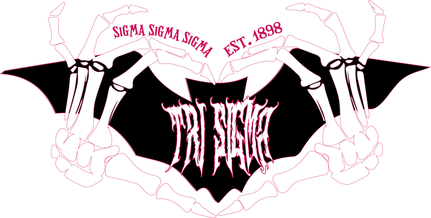 Sorority Cotton T-Shirt, Skeleton Heart Design