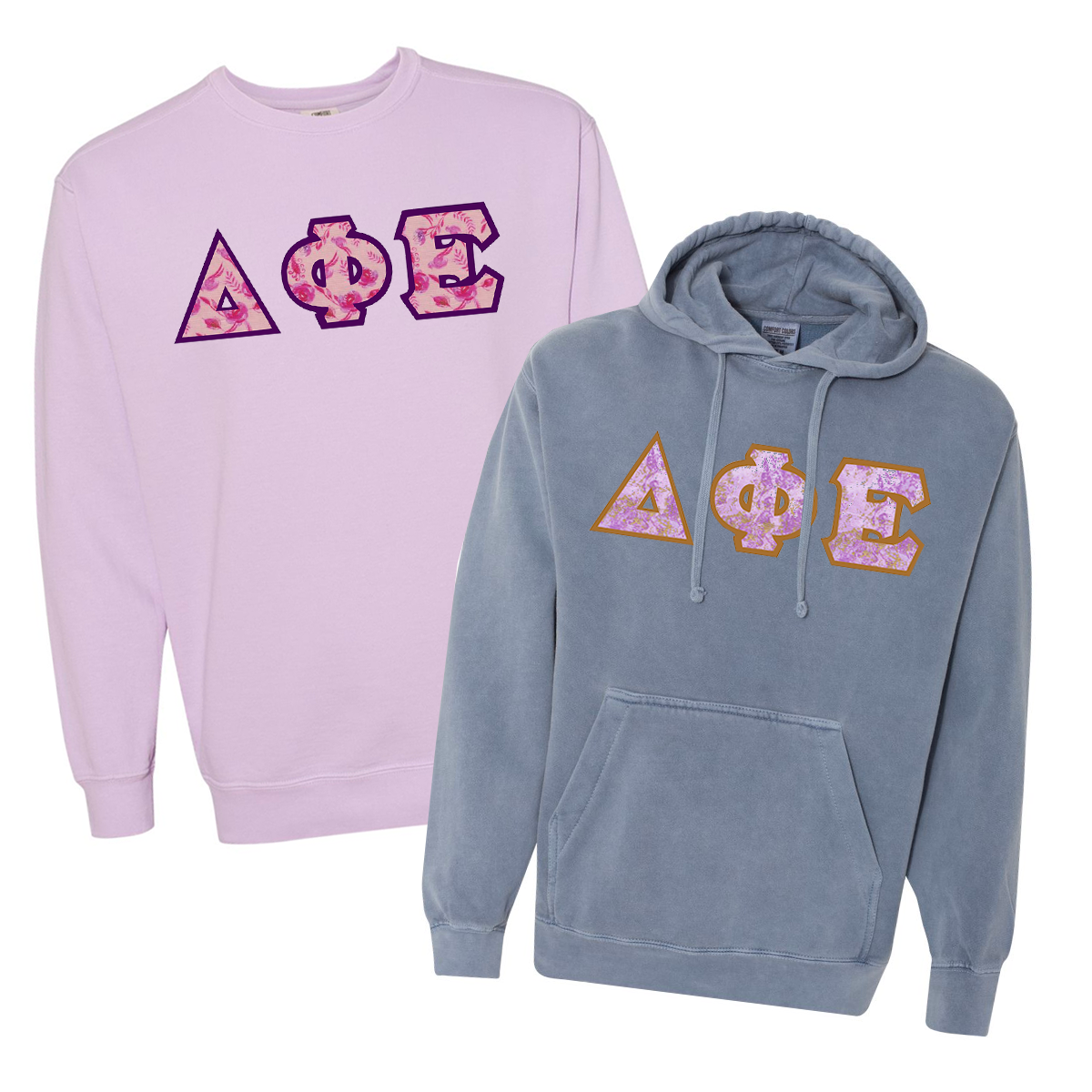 Sorority Comfort Color Hoodie and Crewneck Sweatshirt, Package Deal