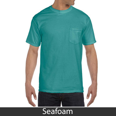 Sorority Bid Day Pack - Greek T-Shirt with Patriotic Heart Pocket and 3 pack of Greek Patriotic Heart Sticker- Comfort Colors 6030 - DIG