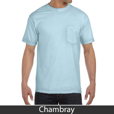 Sorority Bid Day Pack - Greek T-Shirt with Patriotic Heart Pocket and 3 pack of Greek Patriotic Heart Sticker- Comfort Colors 6030 - DIG