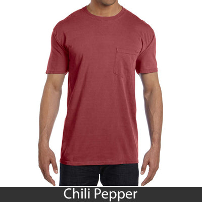 Sorority Bid Day Pack - Greek T-Shirt with Patriotic Heart Pocket and 3 pack of Greek Patriotic Heart Sticker- Comfort Colors 6030 - DIG