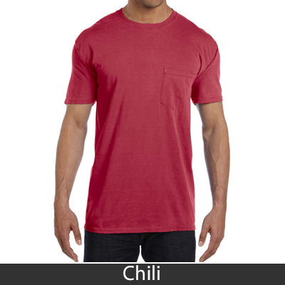 Sorority Bid Day Pack - Greek T-Shirt with Patriotic Heart Pocket and 3 pack of Greek Patriotic Heart Sticker- Comfort Colors 6030 - DIG