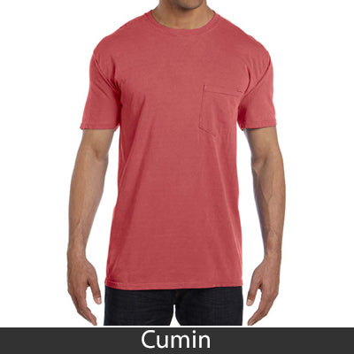 Sorority Bid Day Pack - Greek T-Shirt with Patriotic Heart Pocket and 3 pack of Greek Patriotic Heart Sticker- Comfort Colors 6030 - DIG