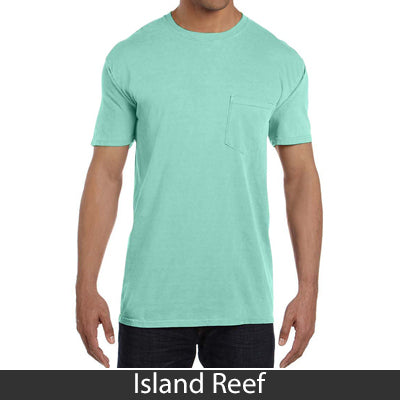 Sorority Bid Day Pack - Greek T-Shirt with Patriotic Heart Pocket and 3 pack of Greek Patriotic Heart Sticker- Comfort Colors 6030 - DIG