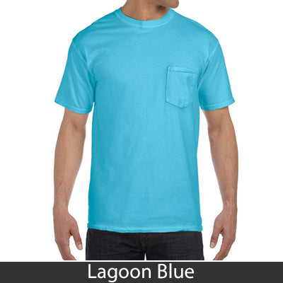 Sorority Bid Day Pack - Greek T-Shirt with Patriotic Heart Pocket and 3 pack of Greek Patriotic Heart Sticker- Comfort Colors 6030 - DIG