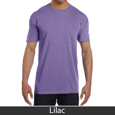 Sorority Bid Day Pack - Greek T-Shirt with Patriotic Heart Pocket and 3 pack of Greek Patriotic Heart Sticker- Comfort Colors 6030 - DIG