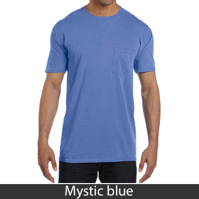 Sorority Bid Day Pack - Greek T-Shirt with Patriotic Heart Pocket and 3 pack of Greek Patriotic Heart Sticker- Comfort Colors 6030 - DIG